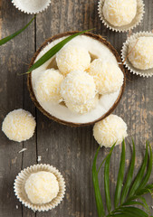 Homemade candies with coconut.