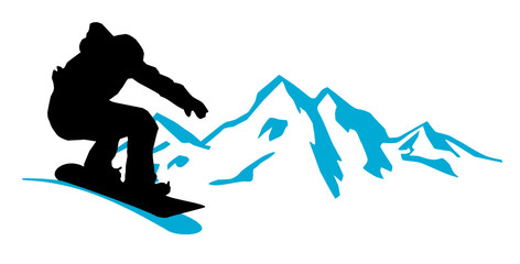 Snowboarder in den Bergen