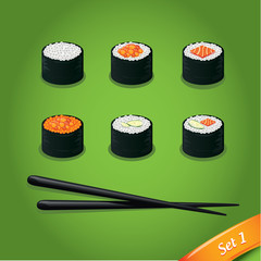 Sushi food vector isolated on background