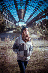 beautiful young blonde hipster stylish woman