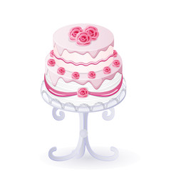 wedding cake with cream roses