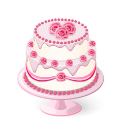 wedding cake with cream roses