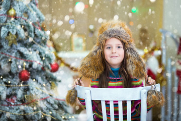 Happy Christmas - Little girl and Christmas tree