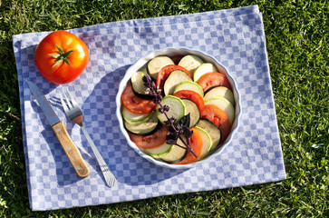 Raw vegetables for ratatouille