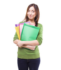 Young student woman posing over white background