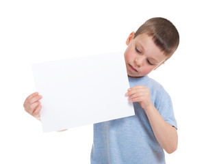 boy with blank sheet paper