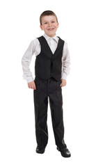 boy in suit on white