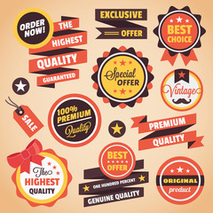 Set of Vector Vintage Badges Stickers Banners and Labels