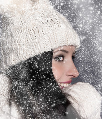 Portrait of attractive young woman in winter