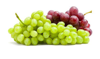 Close up of two bunches of grape, isolated on white