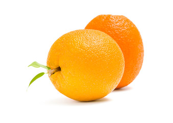 Close up of two oranges, isolated on white