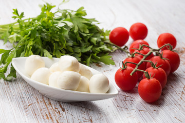 Mozzarella cheese and tomato