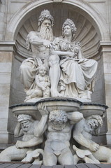Fototapeta premium Neptune Fountain of Albertina museum in Wien, Austria