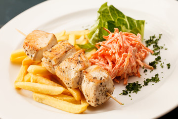 chcken kebab with french fries