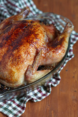 Roasted chicken stuffed with buckwheat