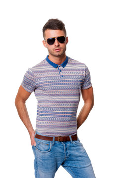 Cool handsome guy in sunglasses