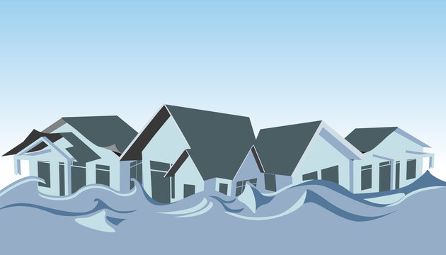 Flooded homes - Illustration
