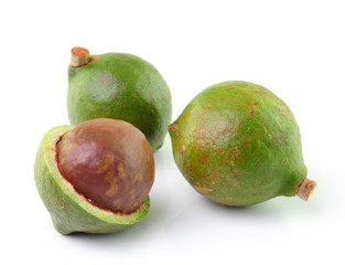 macadamia nuts on white background