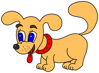 Little happy dog with tongue out