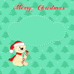 Christmas card with little  polar bear