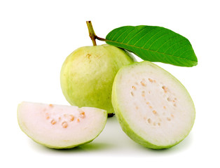 Guava (tropical fruit) on white background