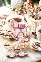 Gingerbread horse and cup tea