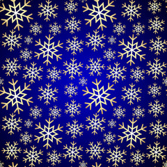 Vector Seamless Pattern Blue Background with Snowflakes