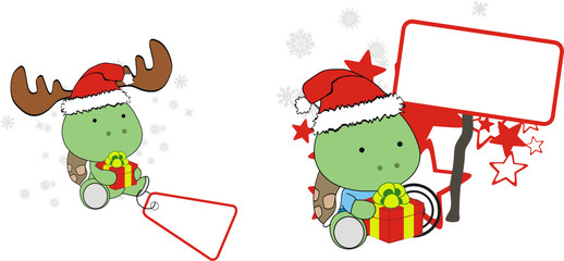turtle xmas baby claus gift copysapce set