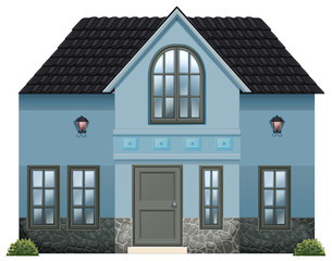 A blue single detached house