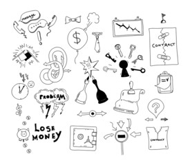 Business interest conflict hand drawn illustration