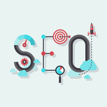 SEO Word Flat Illustration