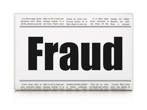 Protection concept: newspaper headline Fraud