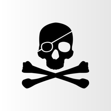 Pirate sign. Skull and bones. Jolly roger