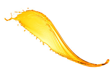 orange water splash isolated on white