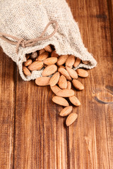 almond on a old wooden table