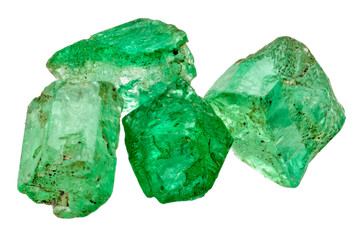 Four emerald crystals