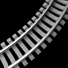Single curved railroad track isolated