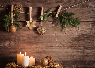 Christmas theme on wooden planks