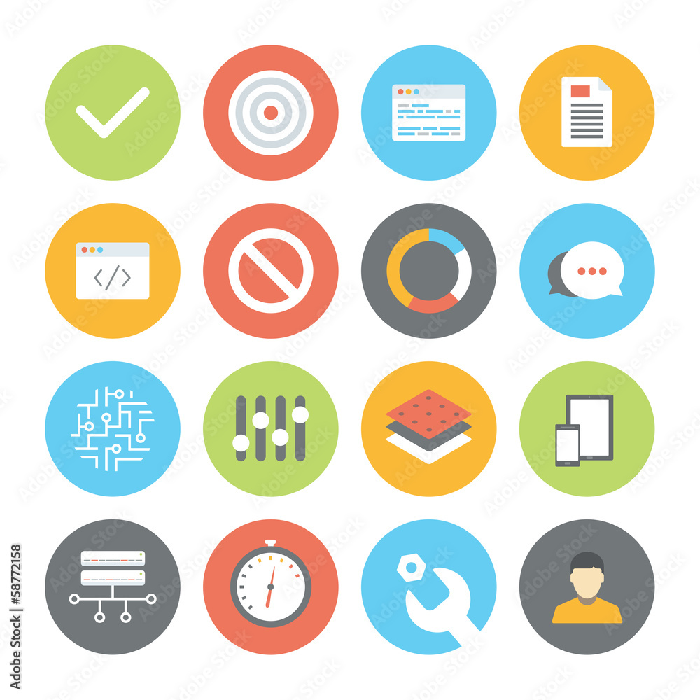 Wall mural web and ui flat icons set