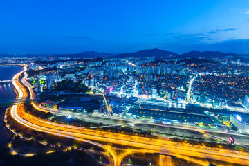 Seoul cityscape in South Korea at night