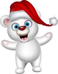 polar bear and Santa hat