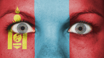 Close up of eyes with flag