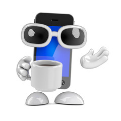 Smartphone drinks a cup of tea