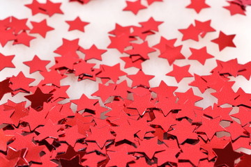 Confetti in the form of red stars