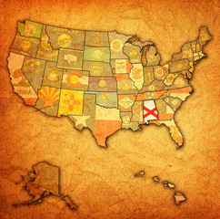 Fototapeta na wymiar Alabama na mapie USA