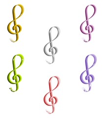 treble clef - six colour variation