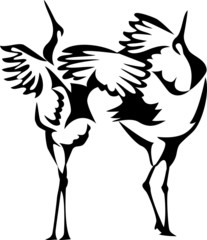 stylized dancing cranes