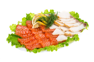Sliced trout and sturgeon