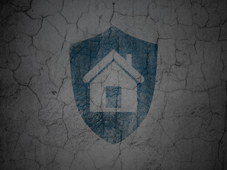 Security concept: Shield on grunge wall background