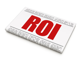 Finance concept: newspaper headline ROI